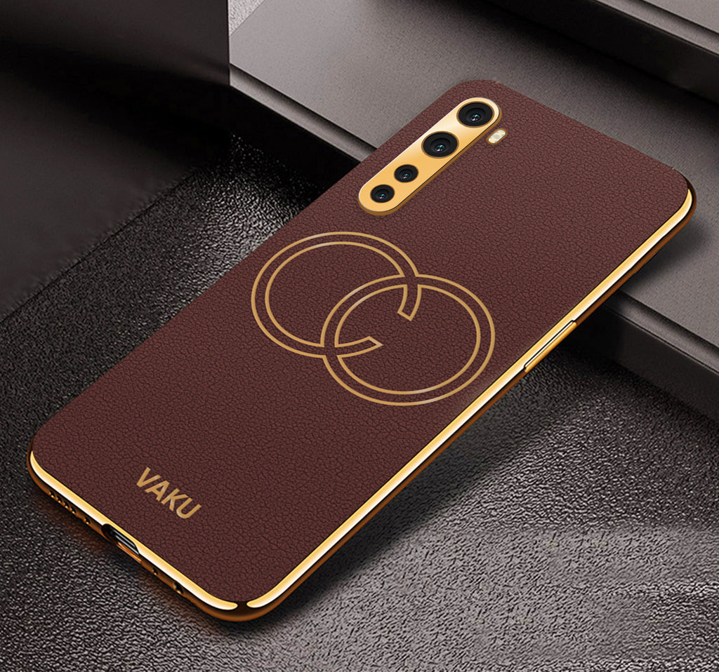 Vaku® Oneplus Nord 4G Skylar Leather Pattern Gold Electroplated Soft TPU Back Cover