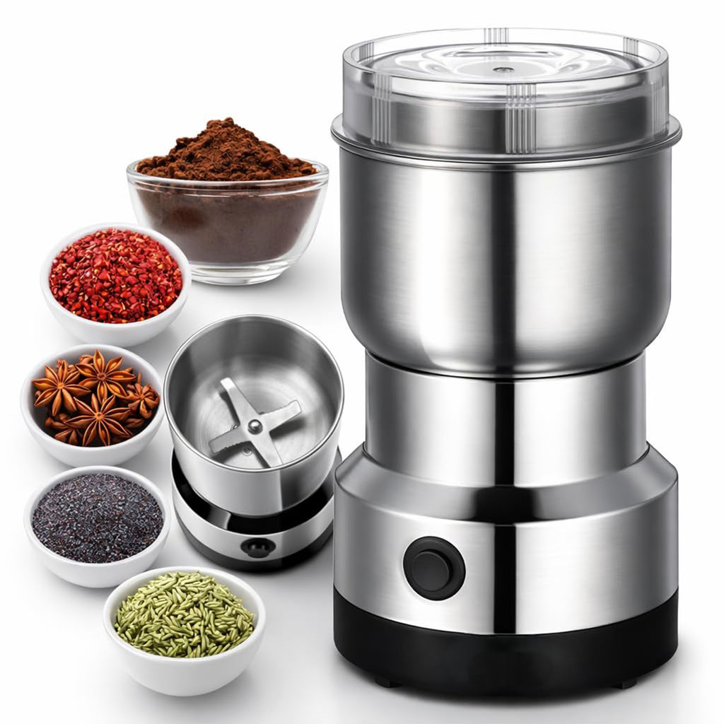 Vaku Luxos ® Compact Stainless Steel Electric Grinder for Coffee & Spices