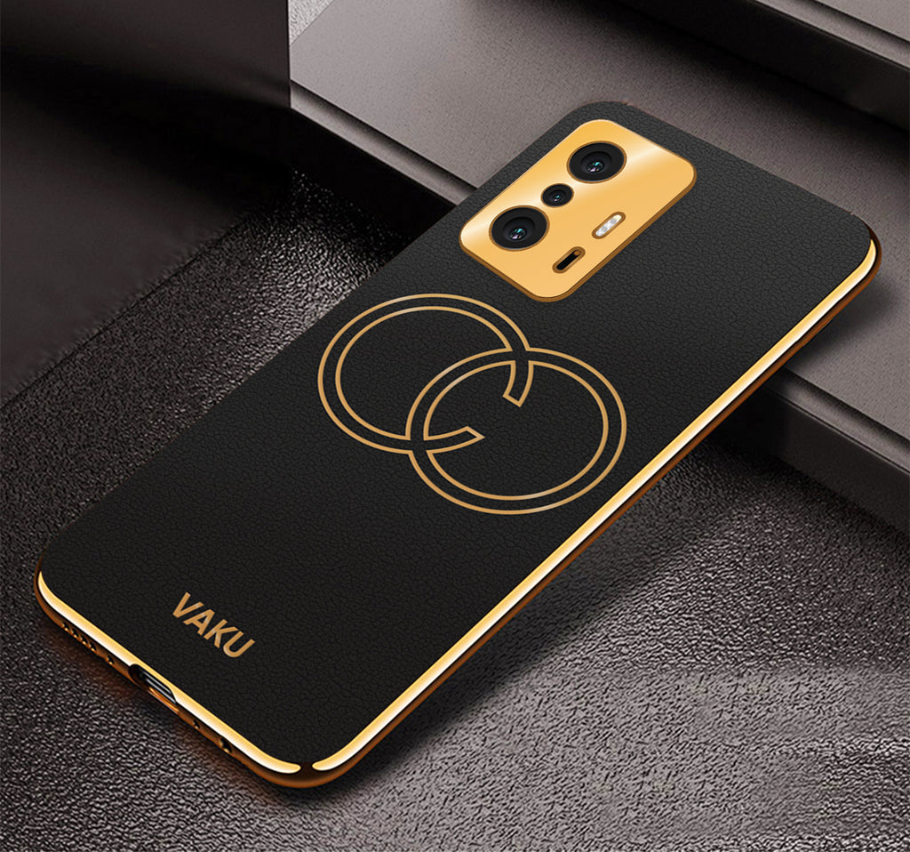 Vaku® Xiaomi 11T Pro  5G Skylar Leather Pattern Gold Electroplated Soft TPU Back Cover