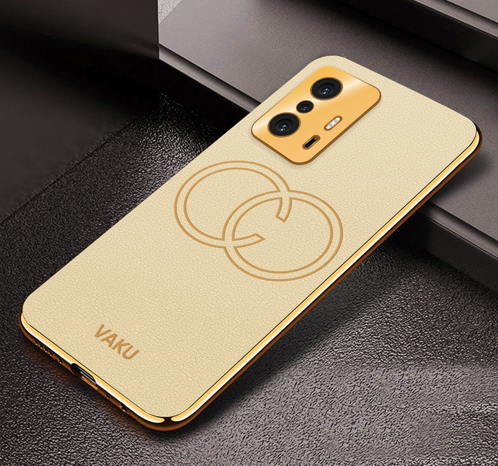 Vaku® Xiaomi 11T Pro  5G Skylar Leather Pattern Gold Electroplated Soft TPU Back Cover