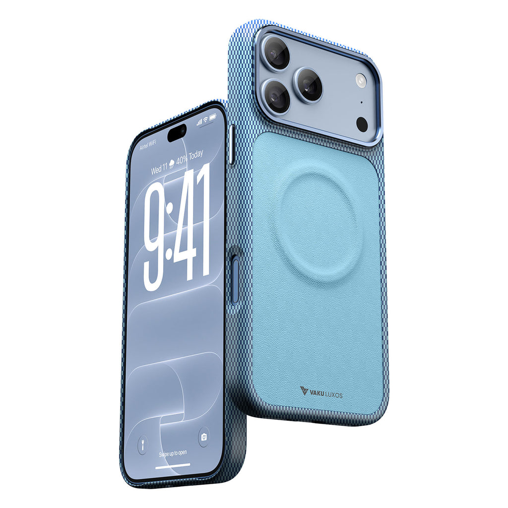 Vaku Luxos ® Apple iPhone 18 Pro Max CORSA MagPro Carbon Weave Leather Back Cover