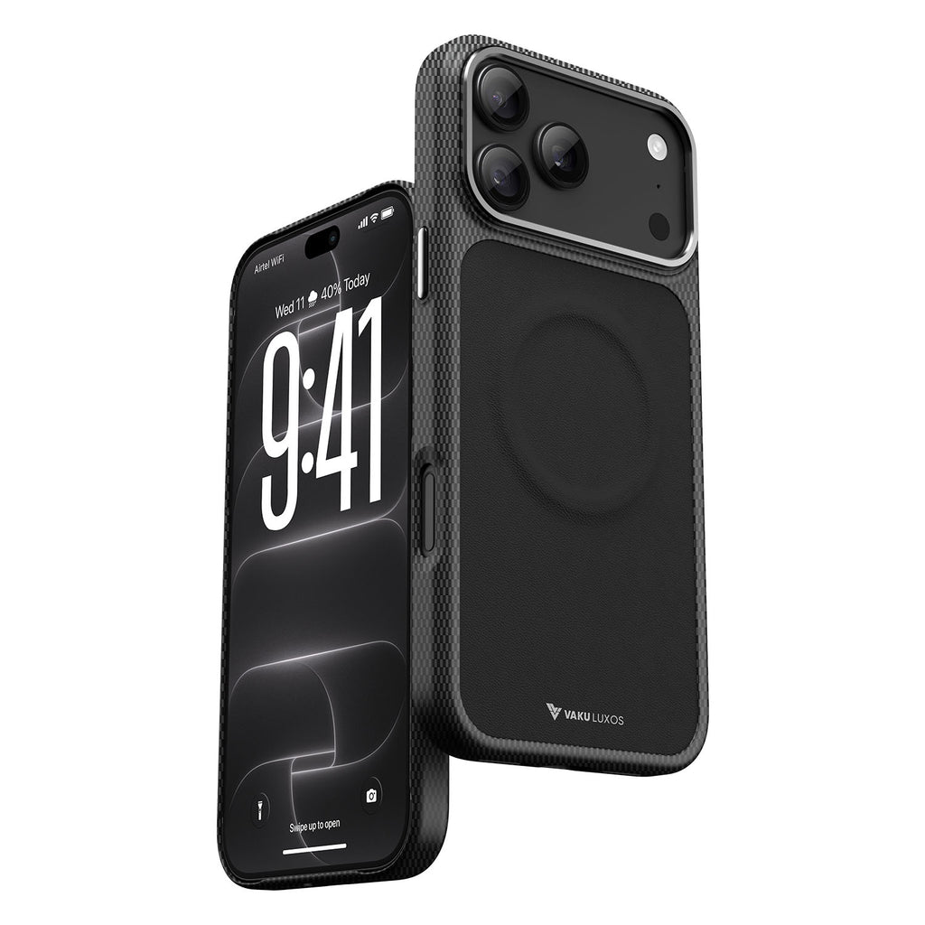 Vaku Luxos ® Apple iPhone 18 Pro Max CORSA MagPro Carbon Weave Leather Back Cover