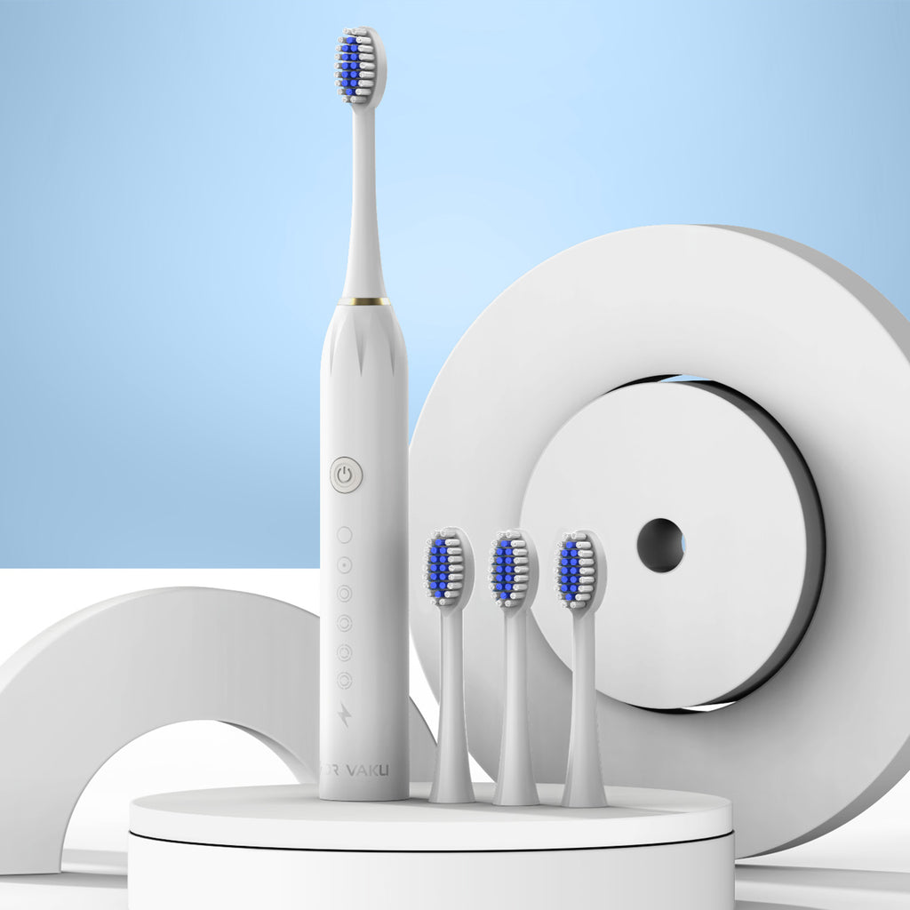 Dr Vaku® Sonicare+ Electric Toothbrush with 6 Advanced Modes And 4 Brush Heads