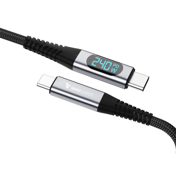 Vaku Luxos ® CRUZE 1M 240W USB4 / Thunderbolt 4 Type C to Type C Data Cable with Intelligent Power Display
