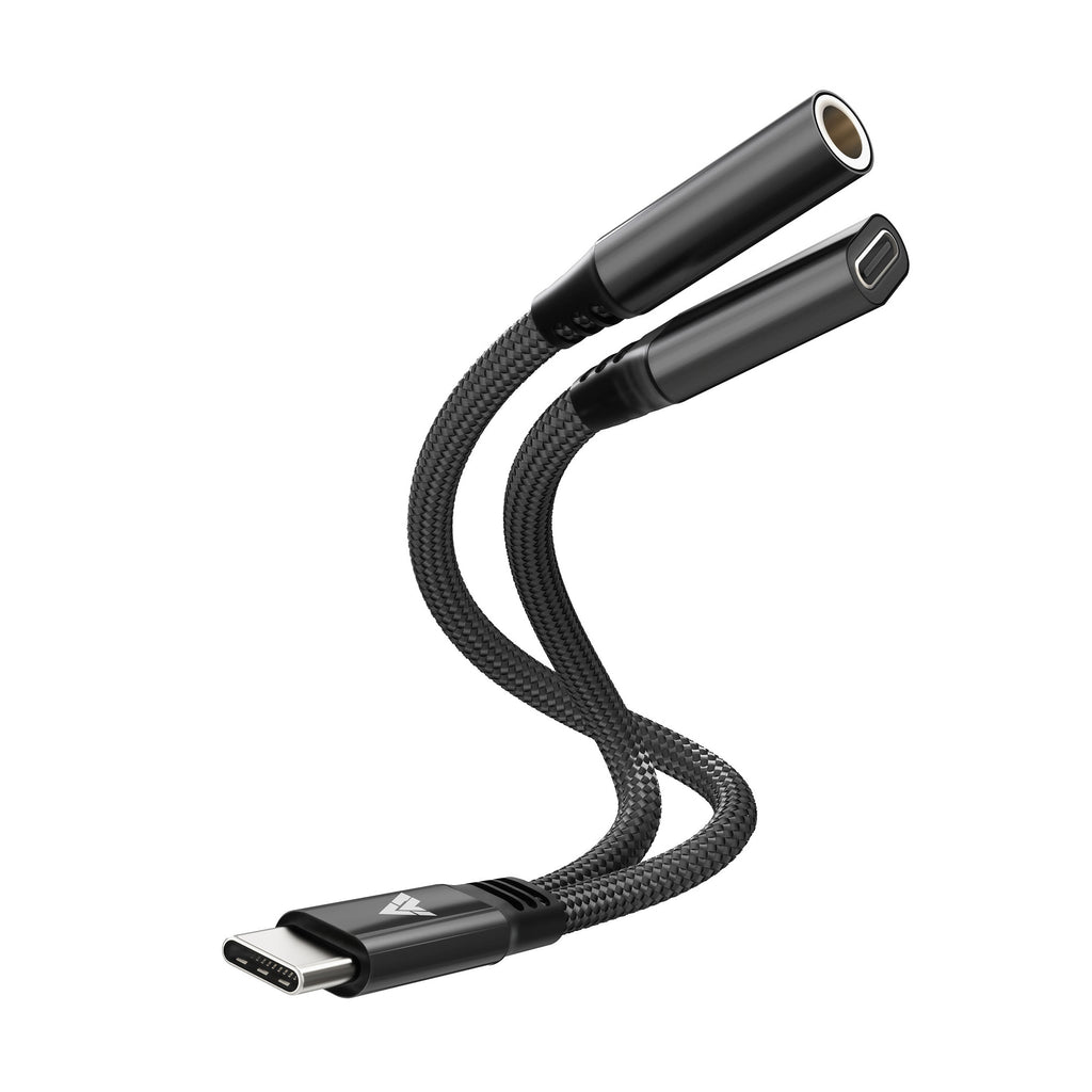 Vaku Luxos ® DigiCoder 2-in-1 Type-C to 3.5mm + Type-C Audio & Charging Adapter