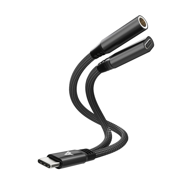 Vaku Luxos ® DigiCoder 2-in-1 Type-C to 3.5mm + Type-C Audio & Charging Adapter