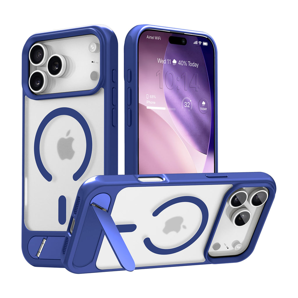 Vaku Luxos ® Apple iPhone 17 Pro Max Zennix Magpro Scratch Resistant Camera Screen Protector Case with Stand Holder Shockproof Protective Back cover