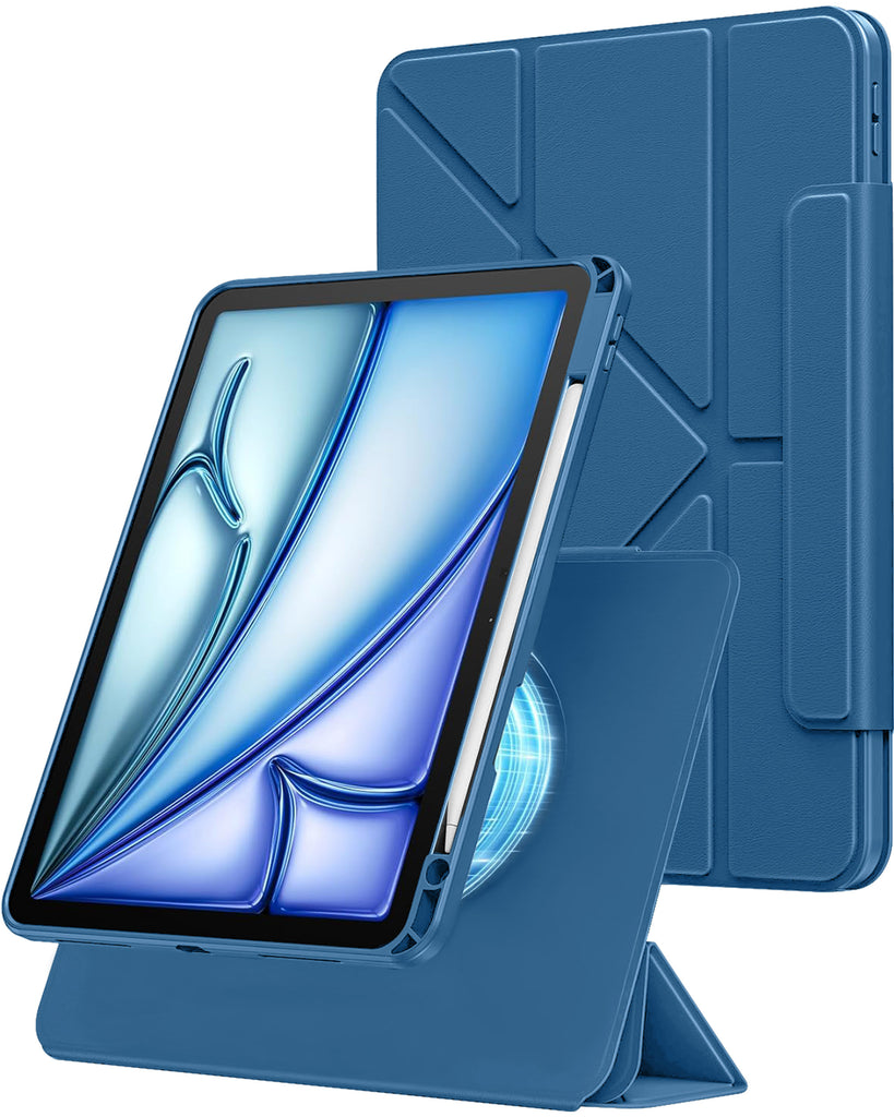 Vaku Luxos ® MAGVERSA Y-FOLD iPad (A16) 11th/10th Gen (2025/2022) 11/10.9 Inch 360° Rotating Stand Transparent Back With Pencil Holder Cover Case
