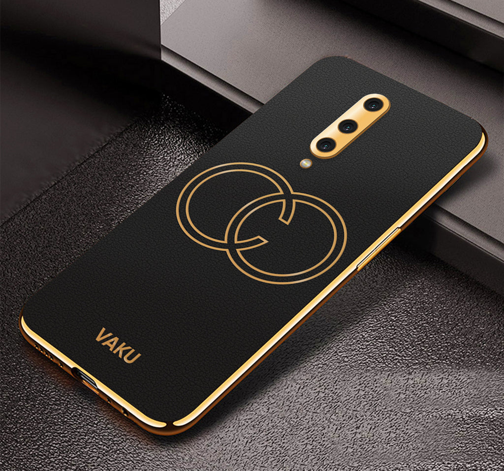 Vaku® OnePlus 8 Skylar Leather Pattern Gold Electroplated Soft TPU Back Cover
