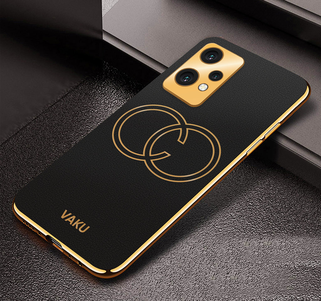 Vaku® OnePlus Nord CE 2 Lite 5G Skylar Leather Pattern Gold Electroplated Soft TPU Back Cover