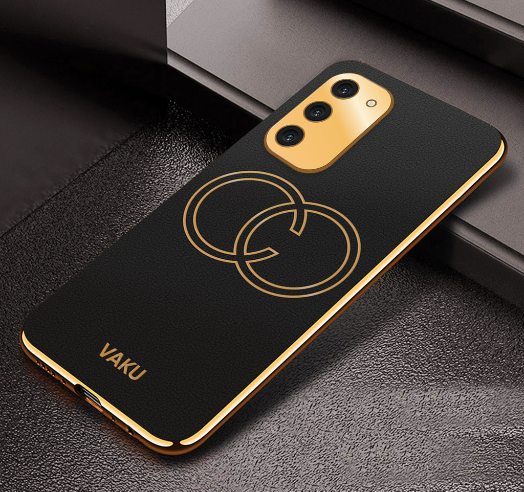 Vaku® Samsung Galaxy S23 Skylar Leather Pattern Gold Electroplated Soft TPU Back Cover