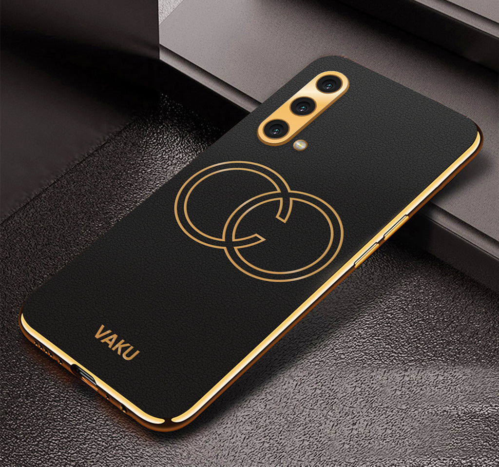Vaku® OnePlus Nord CE Skylar Leather Pattern Gold Electroplated Soft TPU Back Cover