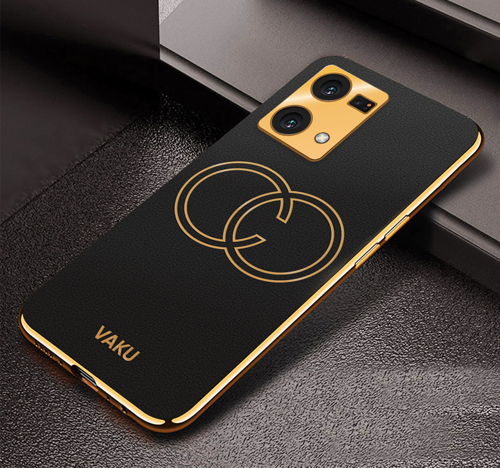 Vaku® Oppo F21 Pro Skylar Leather Pattern Gold Electroplated Soft TPU Back Cover