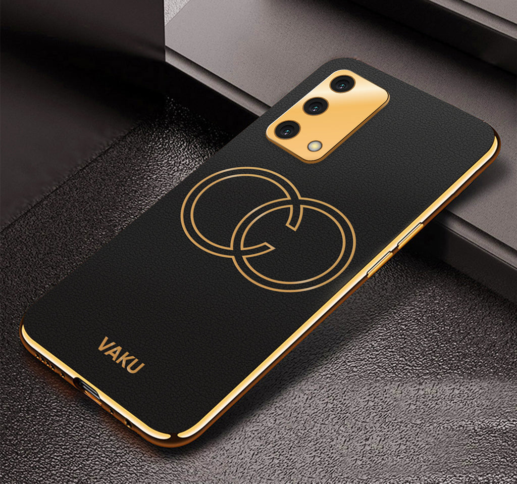 Vaku® Oppo F19s Skylar Leather Pattern Gold Electroplated Soft TPU Back Cover