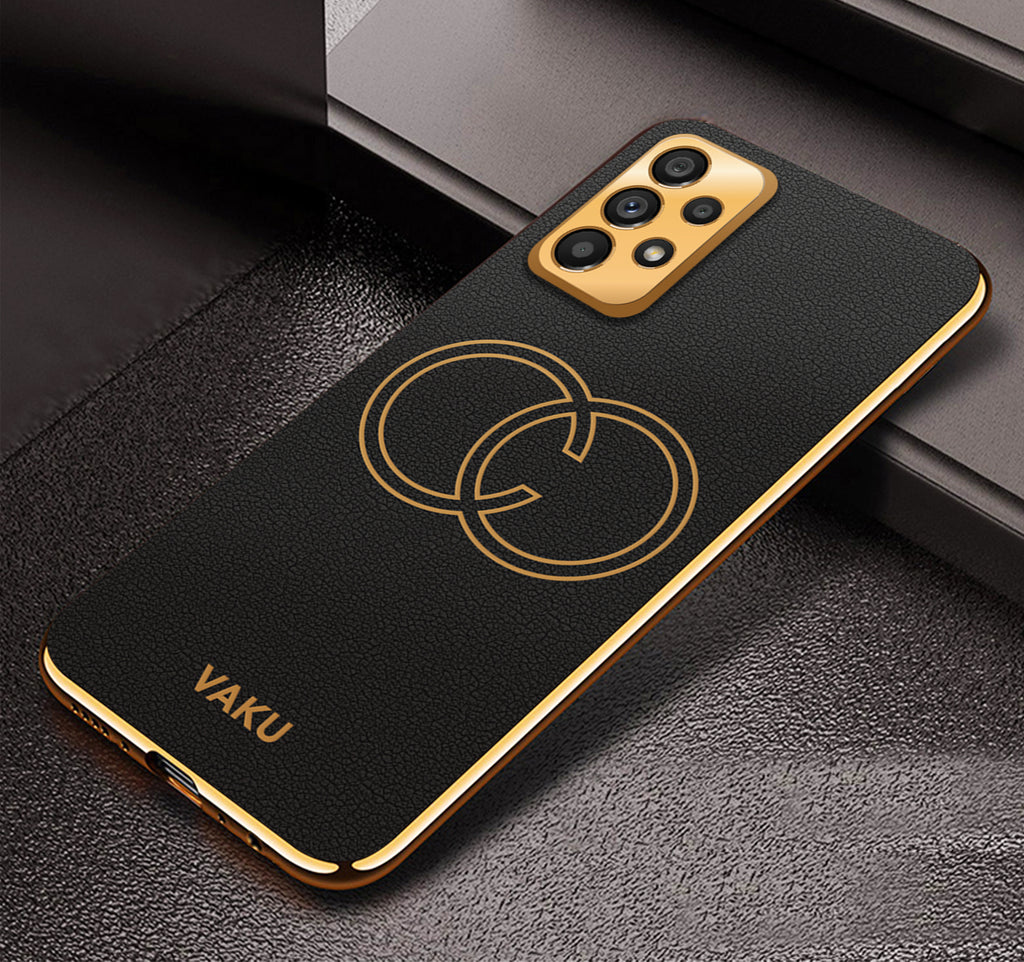 Vaku® Samsung Galaxy A33 5G Skylar Leather Pattern Gold Electroplated Soft TPU Back Cover