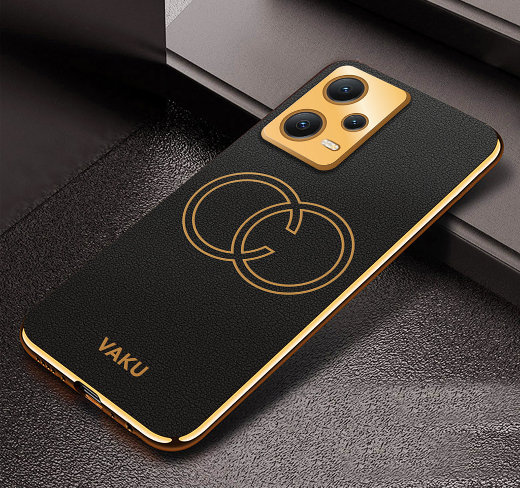 Vaku ® Xiaomi Redmi Note 12 Pro Plus 5G Skylar Leather Pattern Gold Electroplated Soft TPU Back Cover