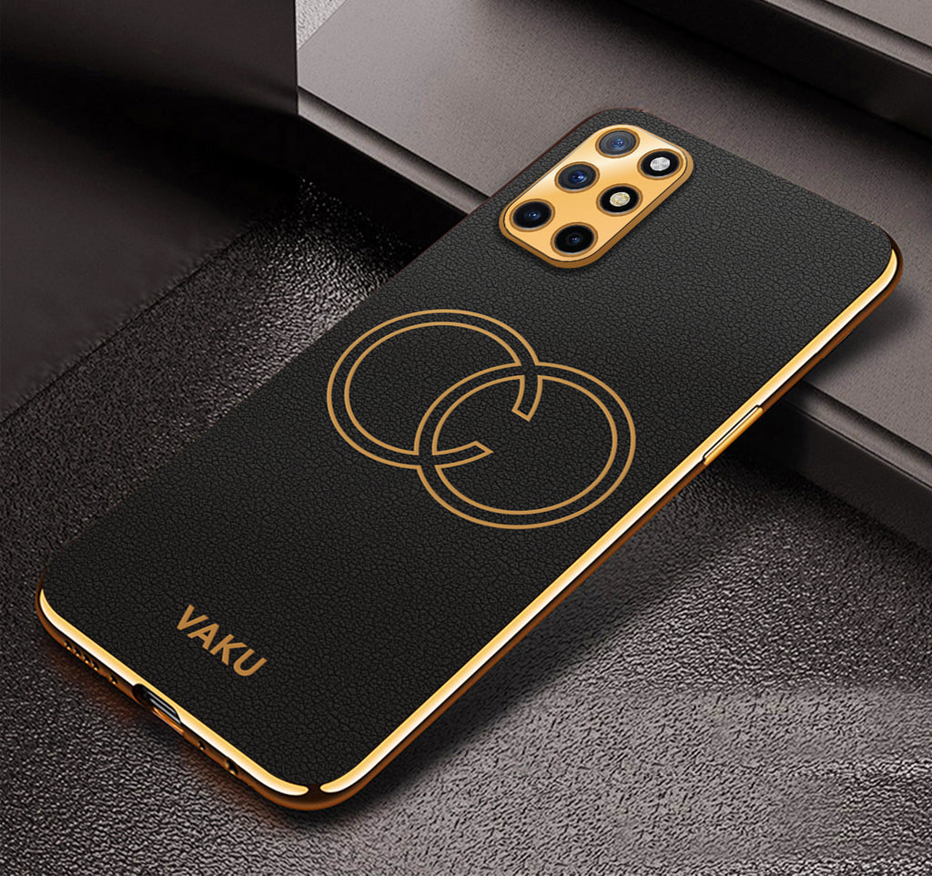 Vaku® OnePlus 8T Skylar Leather Pattern Gold Electroplated Soft TPU Back Cover