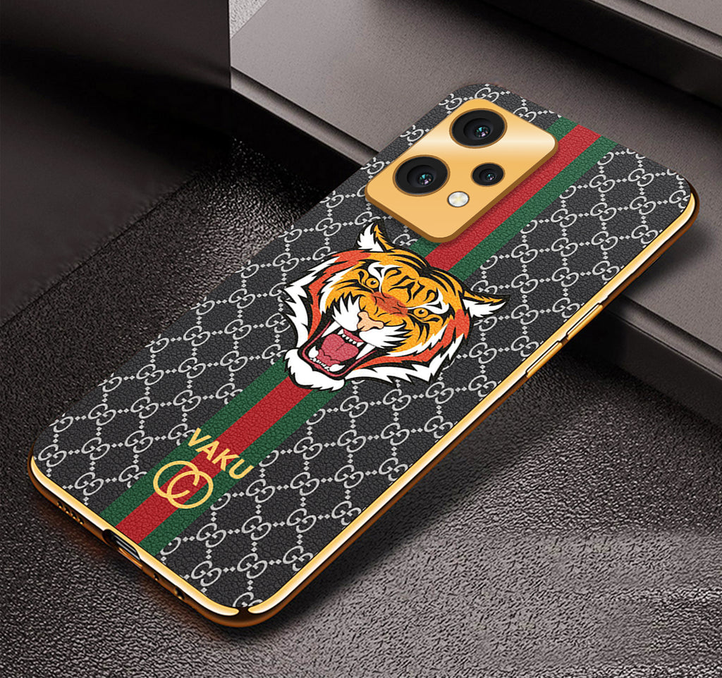 Vaku® OnePlus Nord CE 2 Lite 5G Lynx Designer Leather Pattern Gold Electroplated Soft TPU Back Cover Case