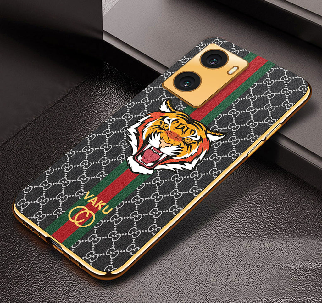 Vaku ® Oppo A77S Lynx Designer Leather Pattern Gold Electroplated Soft TPU Back Cover Case