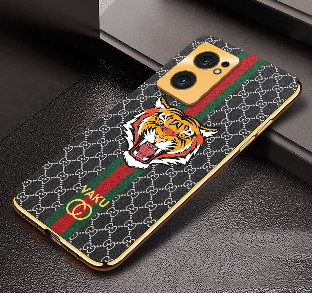 Vaku ® Oppo Reno7 5G Lynx Designer Leather Pattern Gold Electroplated Soft TPU Back Cover Case