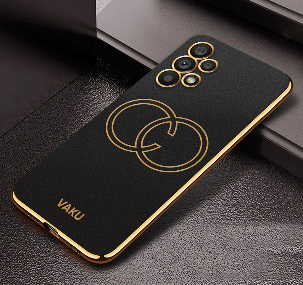 Vaku ® Samsung Galaxy A13 Skylar Leather Pattern Gold Electroplated Soft TPU Back Cover