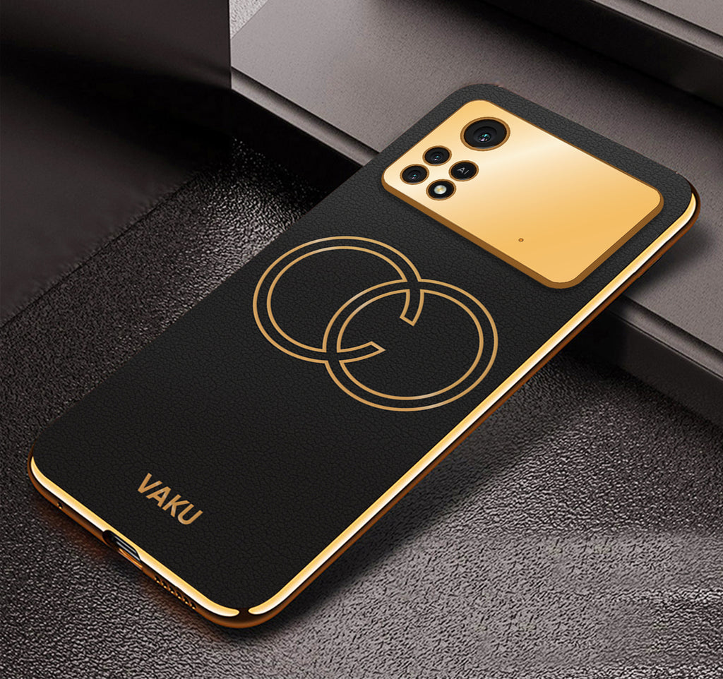 Vaku® Xiaomi Redmi M4 Pro Skylar Series Leather Stitched Gold Electroplated Soft TPU Back Cover