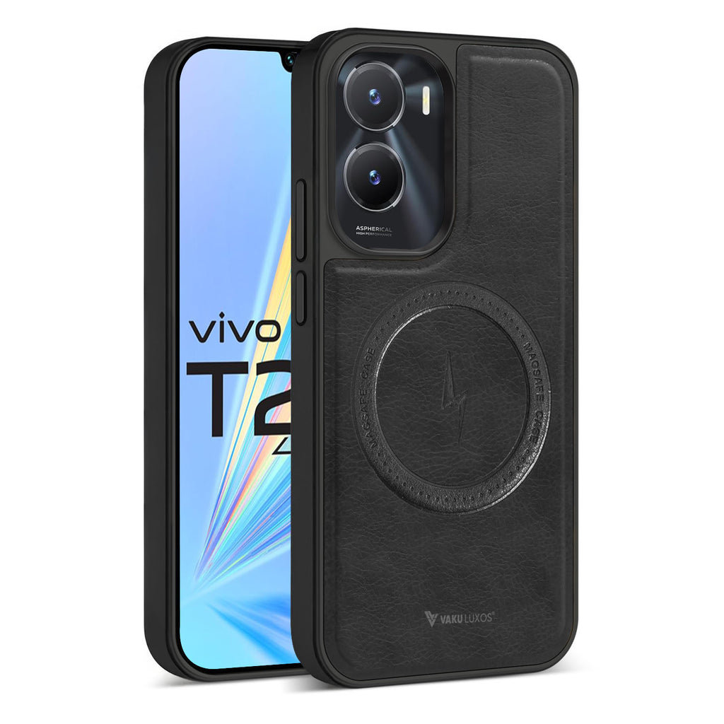 Vaku ® Vivo T2x 5G Maxtron Leather Stitched Magnetic Magsafe Back Cover