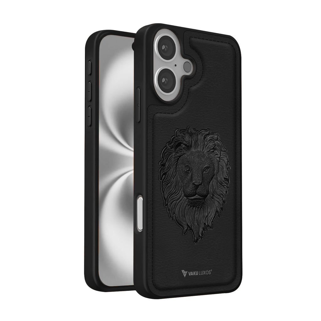 Vaku ® Apple iPhone 16 Plus Lion Embossed Luxury Designer Leather Protective Back Cover
