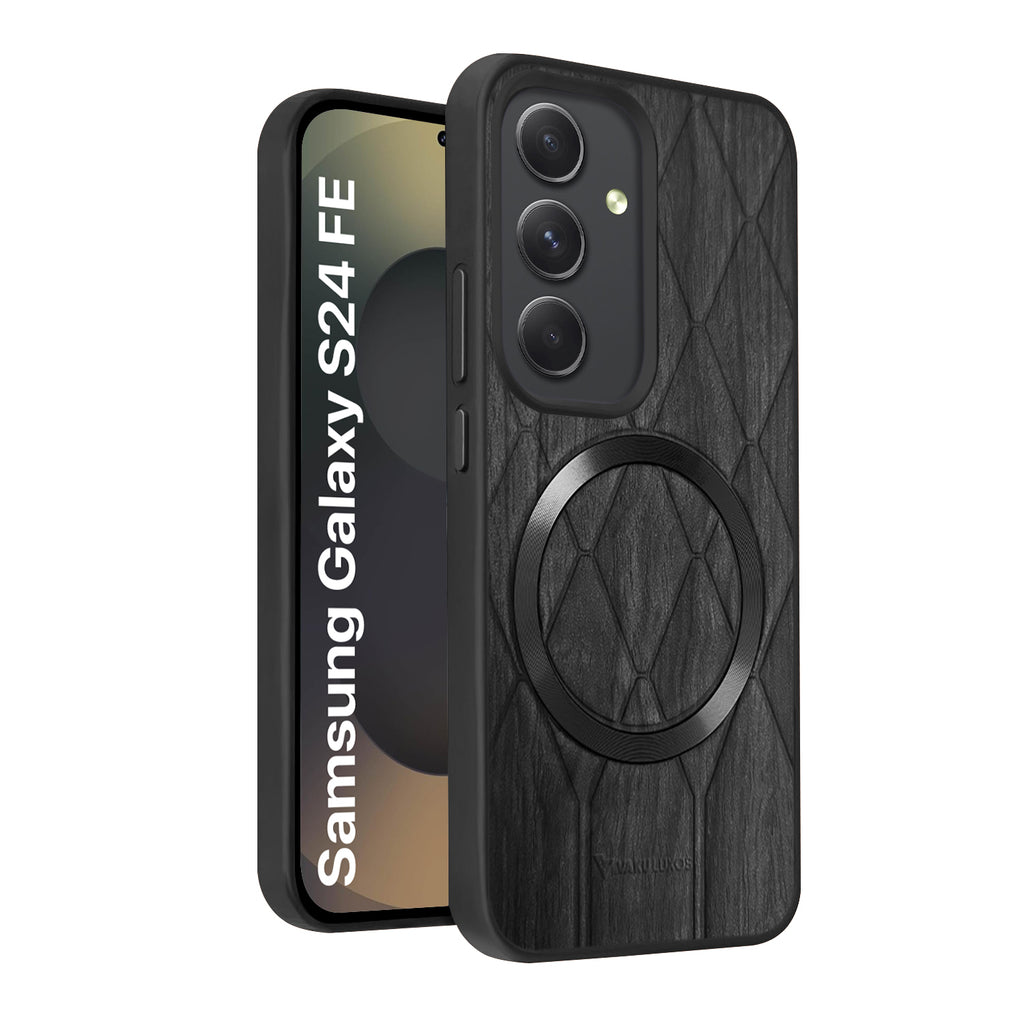 Vaku ® Samsung Galaxy S24 FE Diamond Plume Pattern Magnetic Magsafe Matte Soft-Touch Texture Back Cover