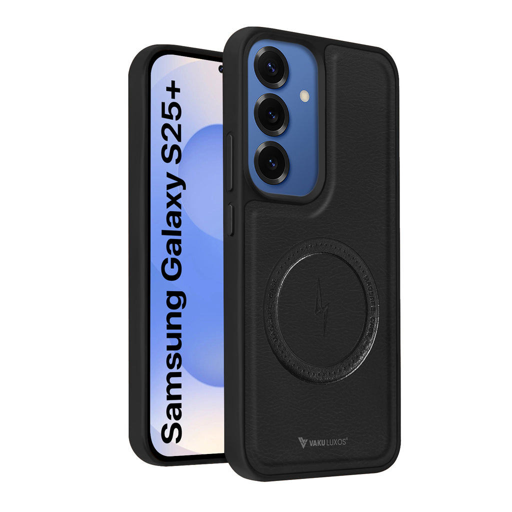 Vaku ® Samsung Galaxy S25 Plus Maxtron Leather Stitched Magnetic Magsafe Non-Slip Grip Shockproof Back Cover