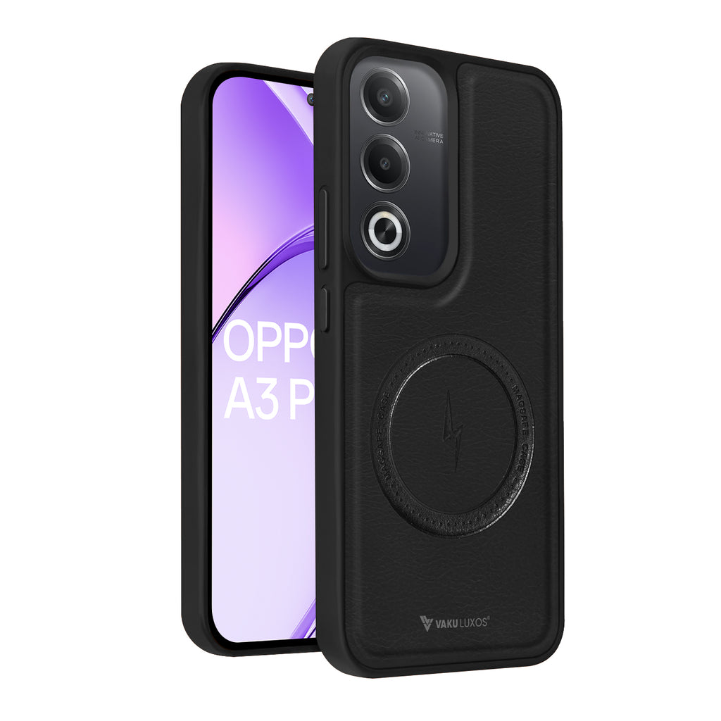 Vaku ® Oppo A3 Pro 5G Maxtron Leather Stitched Magnetic Magsafe Back Cover
