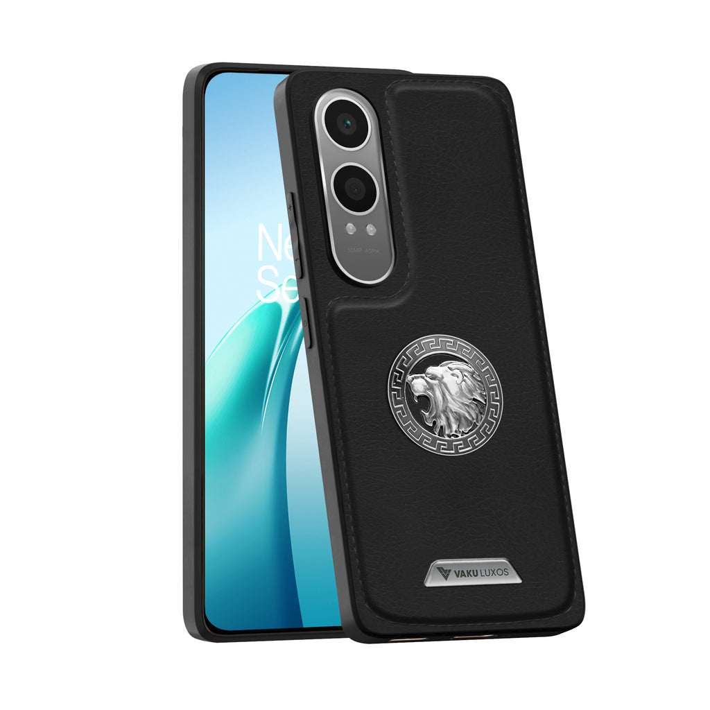 Vaku ® OnePlus Nord CE4 Lite 5G Regal Shield Metal Lion Engraved Leather Back Cover