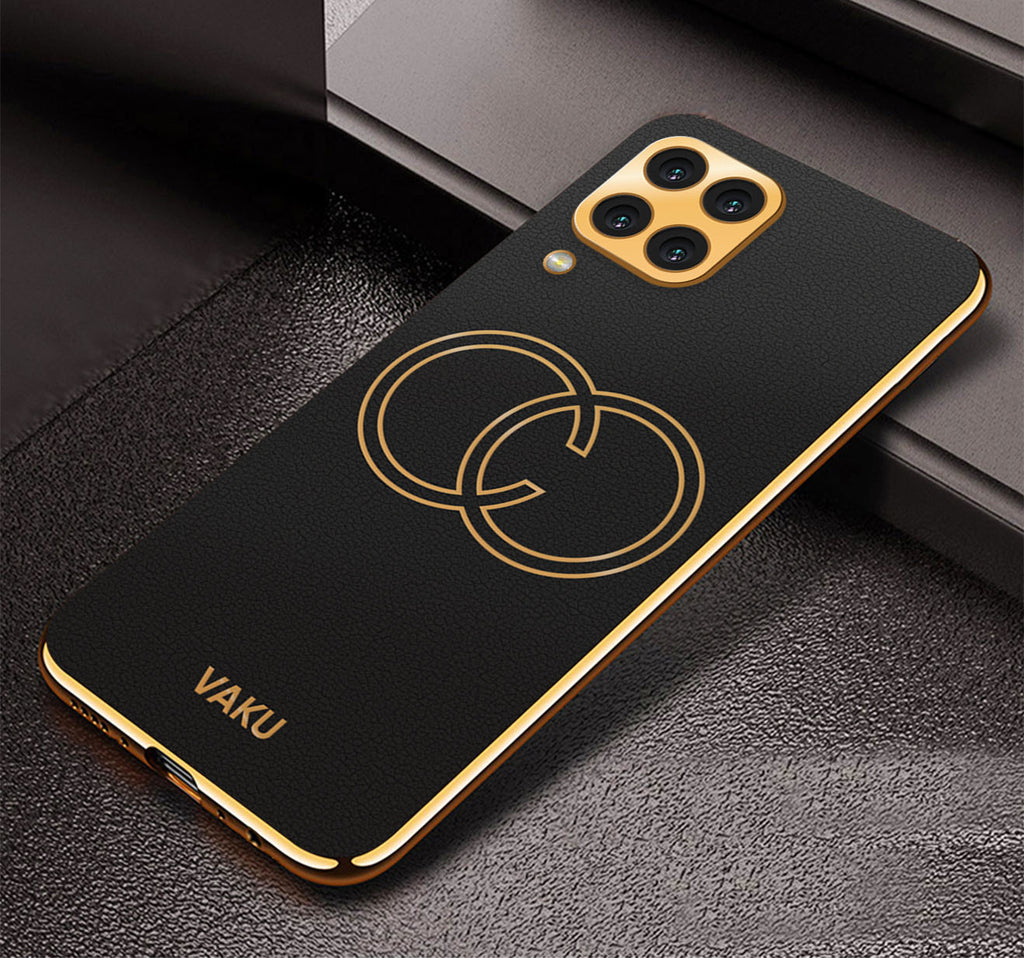 Vaku® Samsung Galaxy M33 5G Skylar Leather Pattern Gold Electroplated Soft TPU Back Cover
