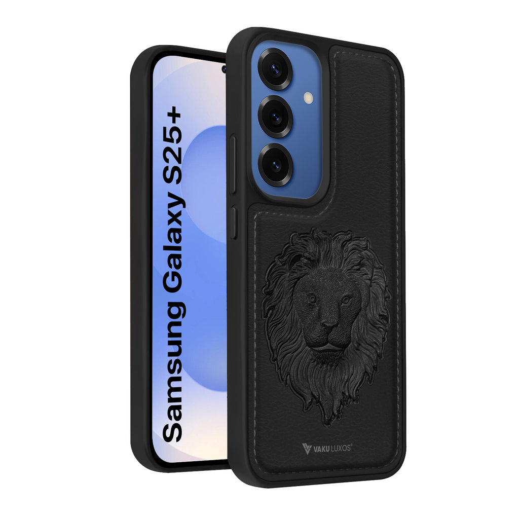 Vaku ® Samsung Galaxy S25 Plus Lion Embossed Luxury Designer Leather Protective Back Cover