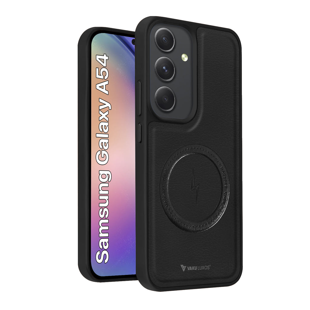 Vaku ® Samsung Galaxy A54 5G Maxtron Leather Stitched Magnetic Magsafe Non-Slip Grip Shockproof Back Cover