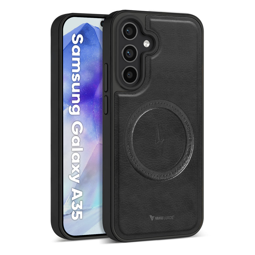 Vaku ® Samsung Galaxy A35 5G Maxtron Leather Stitched Magnetic Magsafe Back Cover