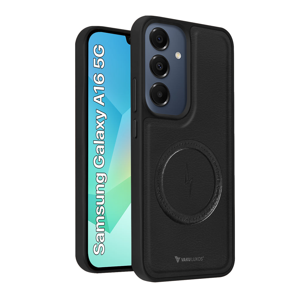 Vaku ® Samsung Galaxy A16 5G Maxtron Leather Stitched Magnetic Magsafe Non-Slip Grip Shockproof Back Cover