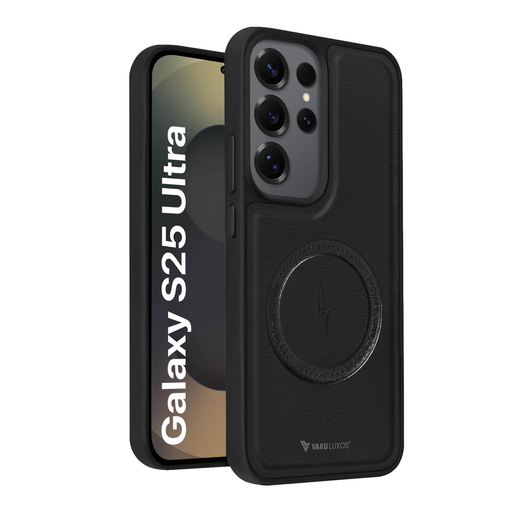 Vaku ® Samsung Galaxy S25 Ultra Maxtron Leather Stitched Magnetic Magsafe Non-Slip Grip Shockproof Back Cover