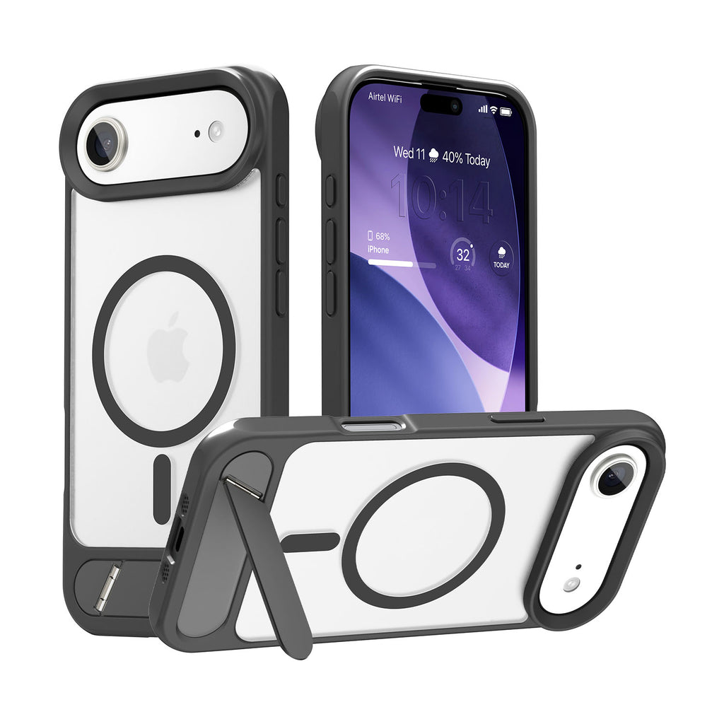 Vaku Luxos ® Apple iPhone 17 Air Zennix Magpro Scratch Resistant Camera Screen Protector Case with Stand Holder Shockproof Protective Back cover