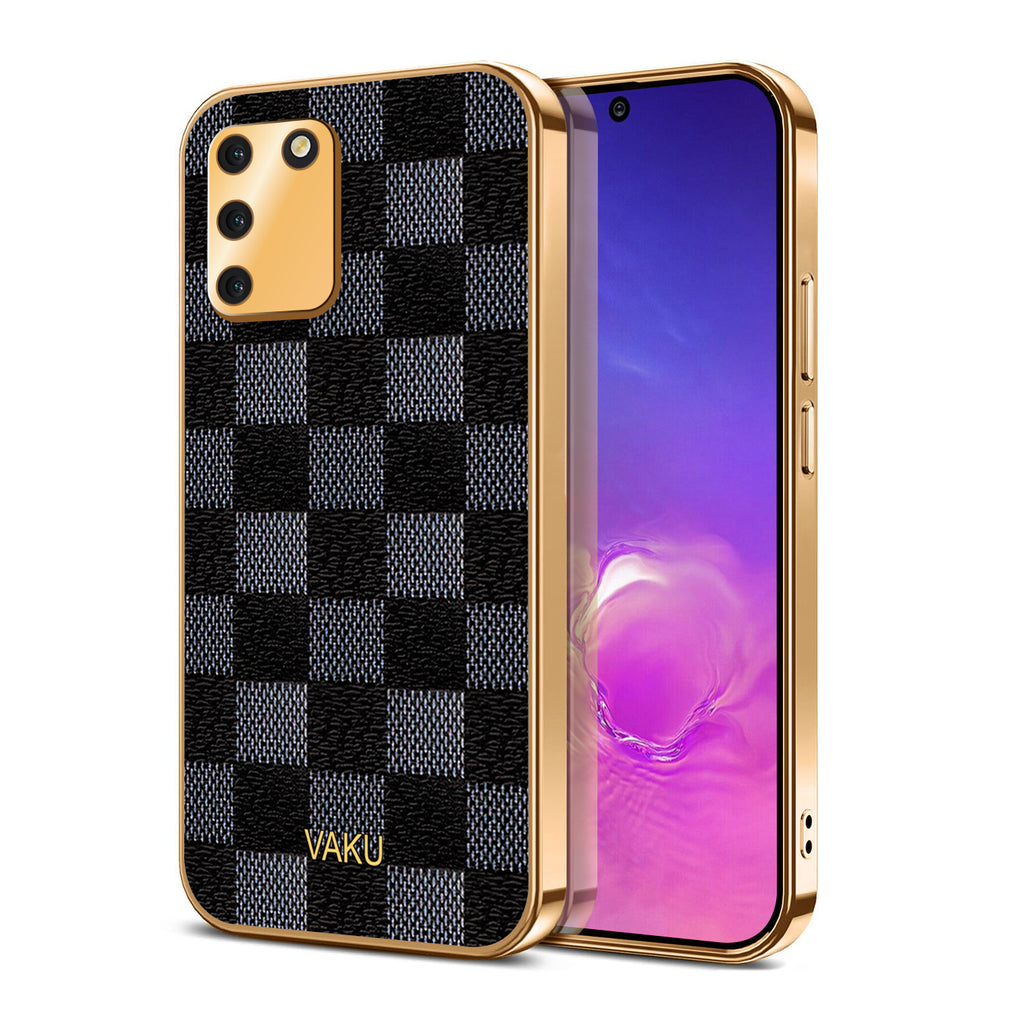 Vaku® Samsung Galaxy S10 lite Cheron Series Leather Stitched Gold Electroplated Soft TPU Back Cover