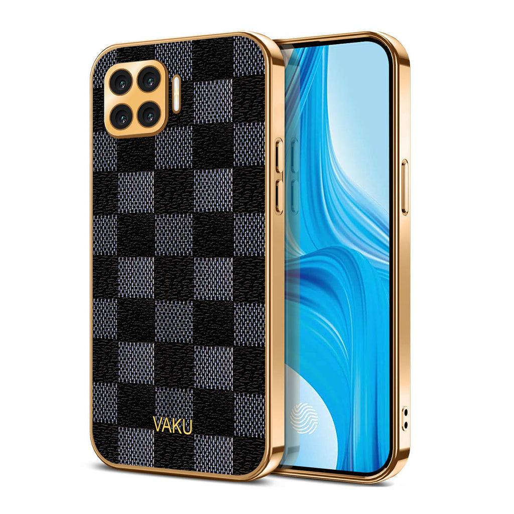 Vaku® Oppo F17 Cheron Leather Electroplated Soft TPU Back Cover
