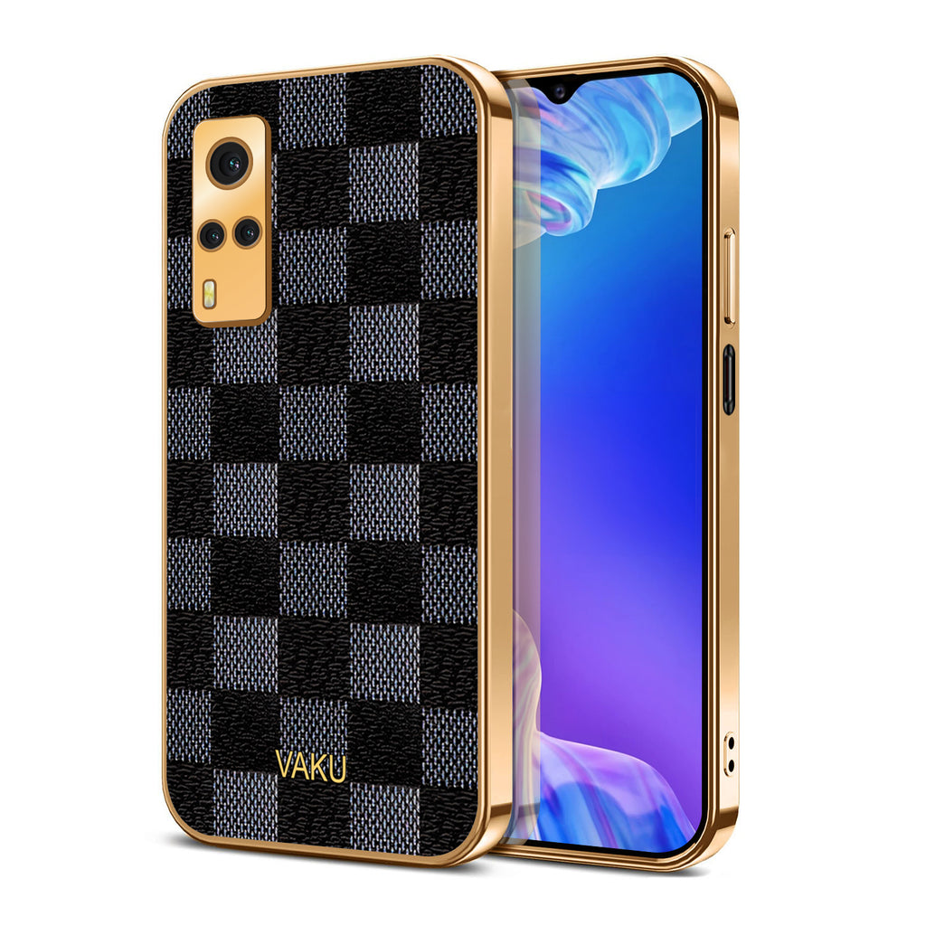 Vaku® Vivo Y53s Cheron Leather Electroplated Soft TPU Back Cover