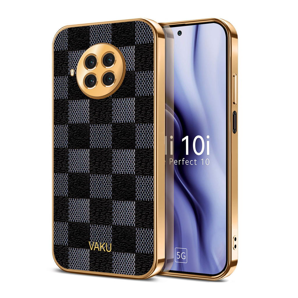 Vaku® Xiaomi Mi 10i 5G Cheron Series Leather Stitched Gold Electroplated Soft TPU Back Cover