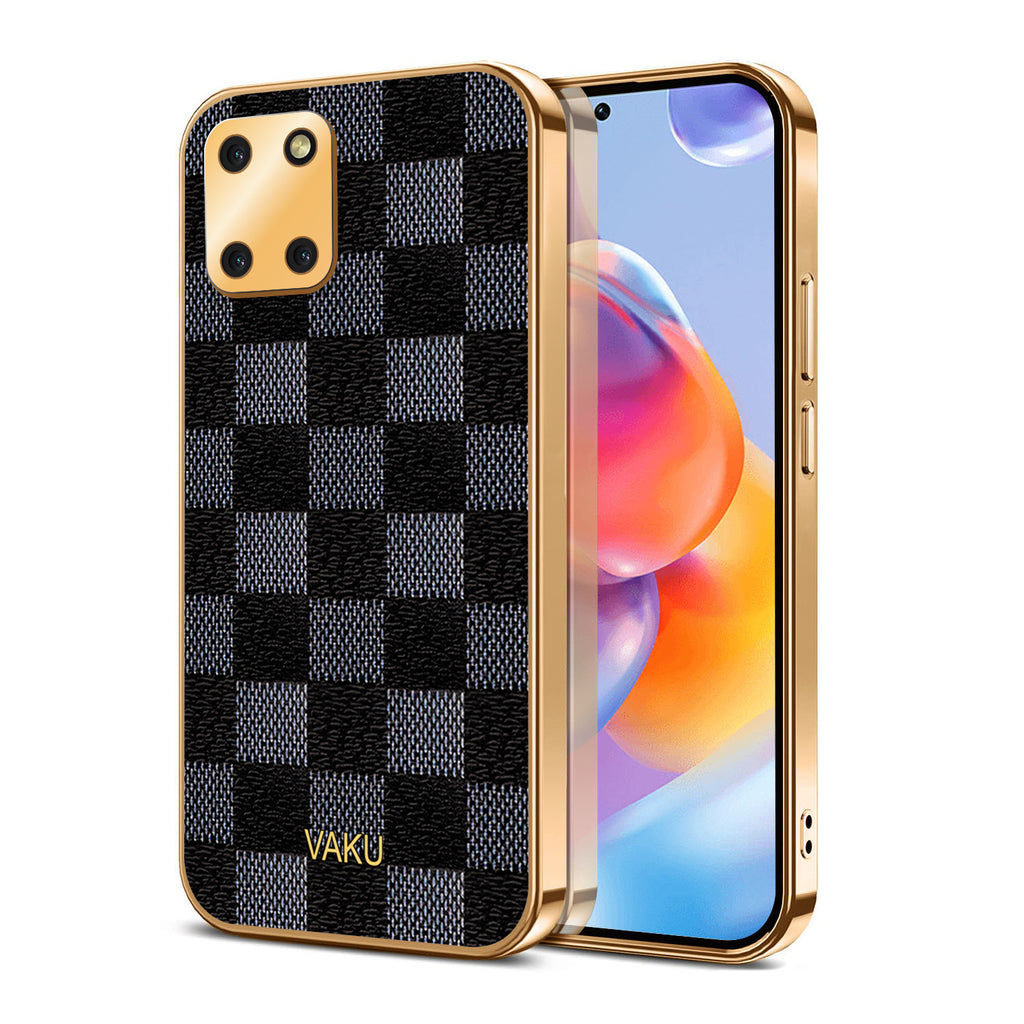 Vaku® Samsung Galaxy Note 10 Lite Cheron Series Leather Stitched Gold Electroplated Soft TPU Back Cover