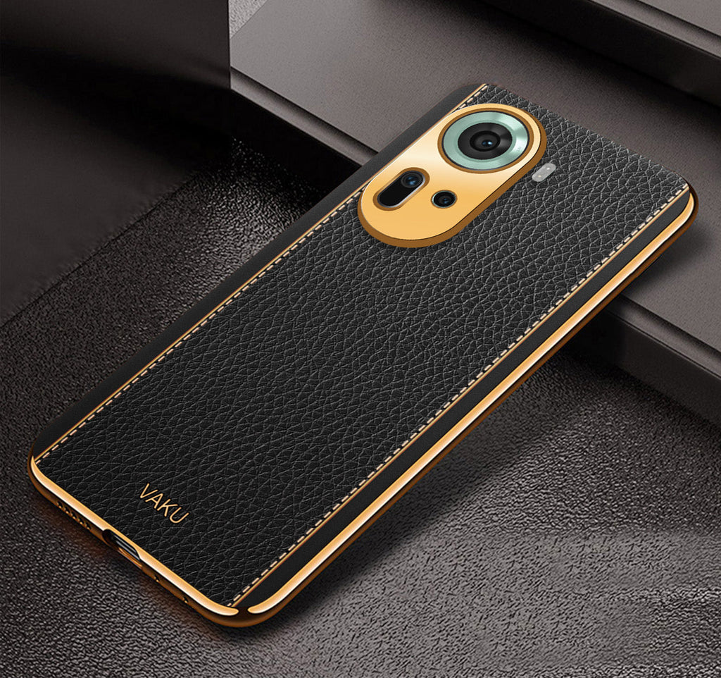 Vaku® Oppo Reno11 5G Luxemberg Leather Pattern Gold Electroplated Soft TPU Back Cover