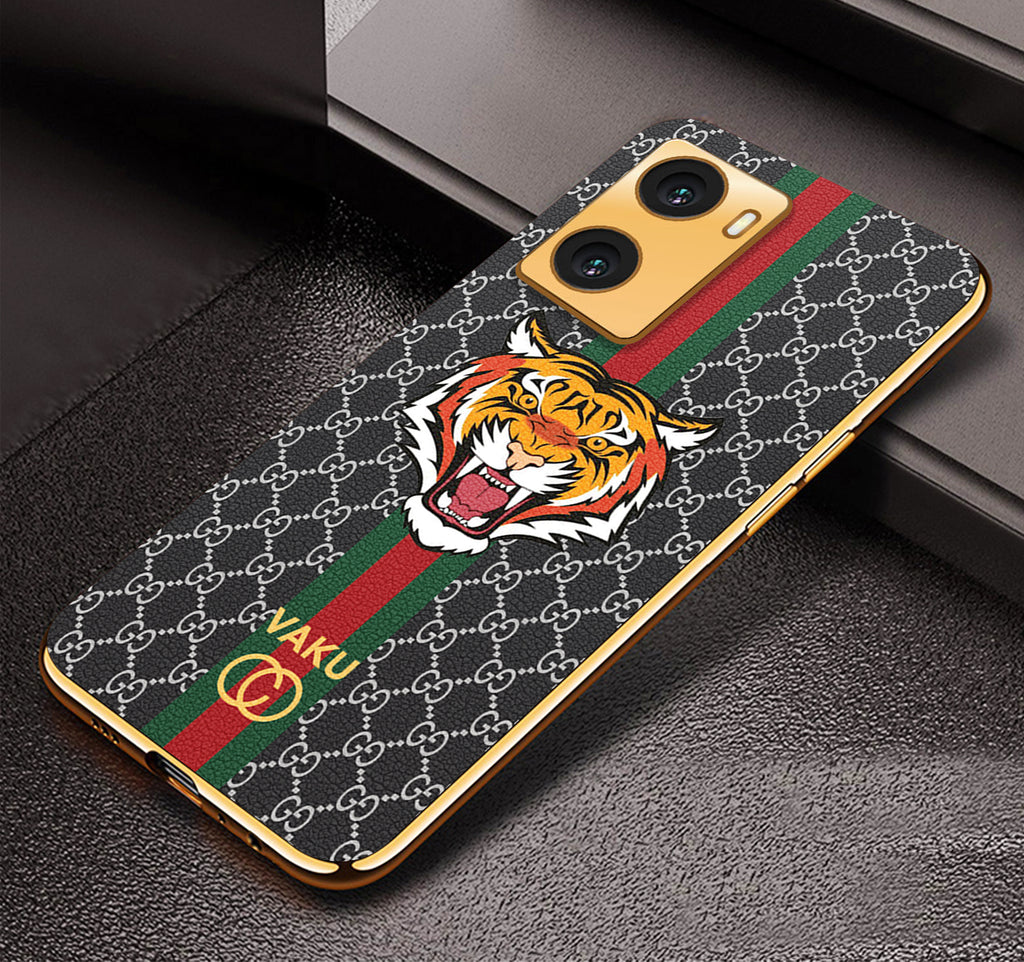 Vaku ® Oppo A57 4G Lynx Designer Leather Pattern Gold Electroplated Soft TPU Back Cover Case