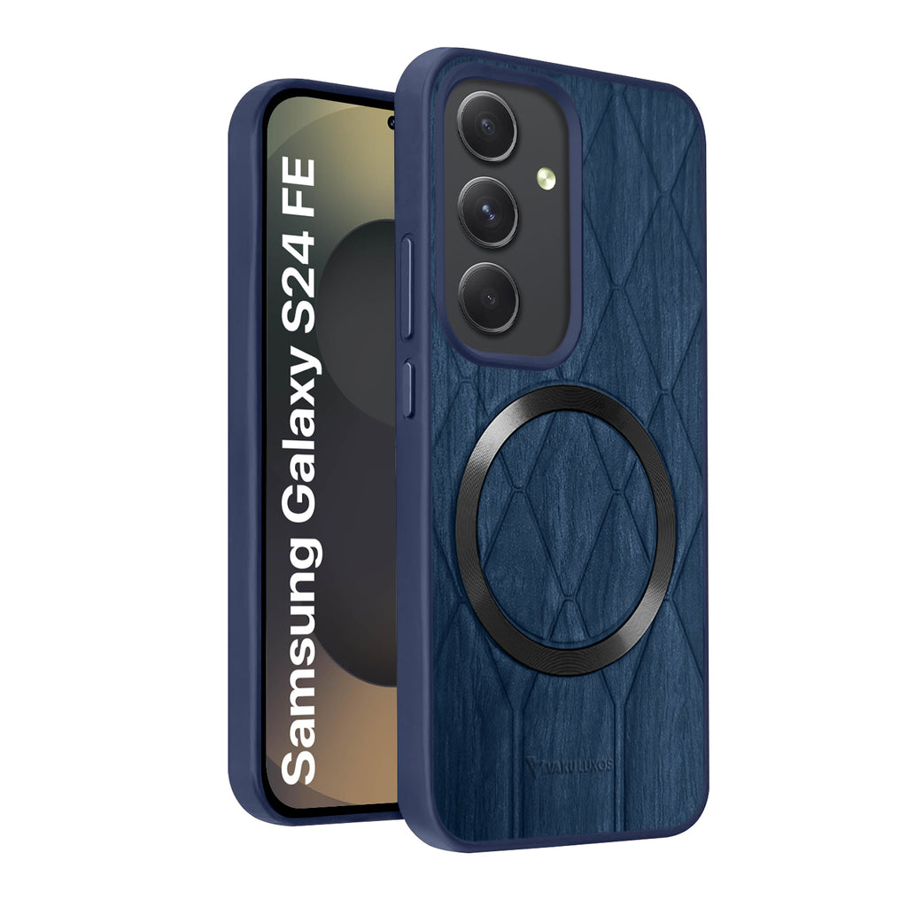 Vaku ® Samsung Galaxy S24 FE Diamond Plume Pattern Magnetic Magsafe Matte Soft-Touch Texture Back Cover
