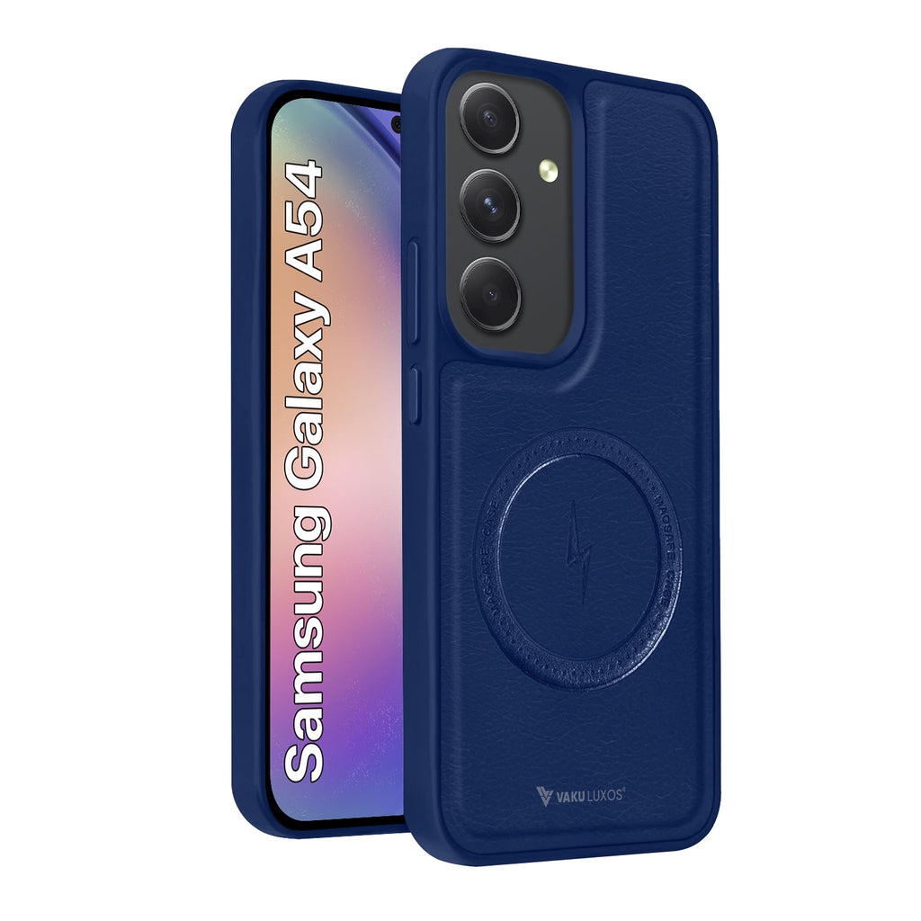 Vaku ® Samsung Galaxy A54 5G Maxtron Leather Stitched Magnetic Magsafe Non-Slip Grip Shockproof Back Cover