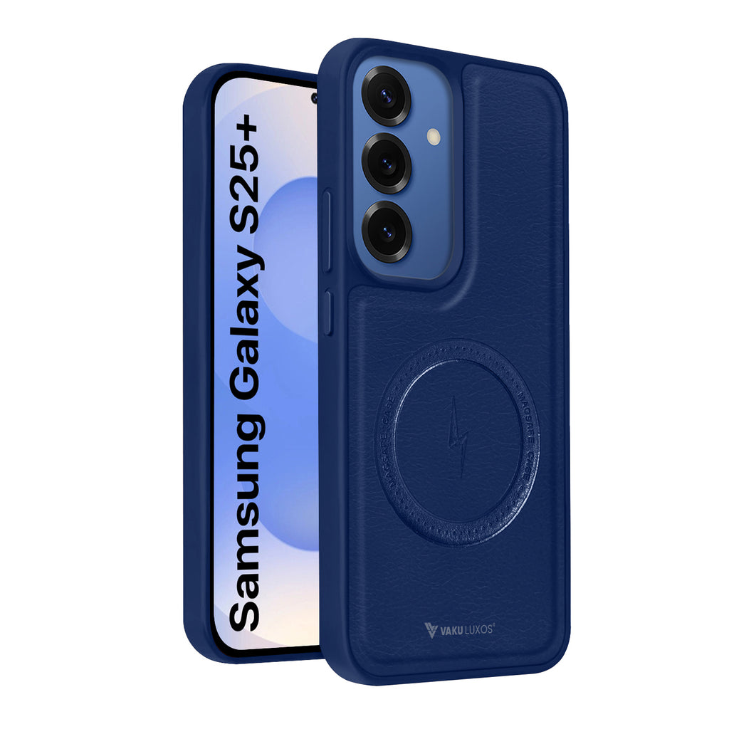 Vaku ® Samsung Galaxy S25 Plus Maxtron Leather Stitched Magnetic Magsafe Non-Slip Grip Shockproof Back Cover