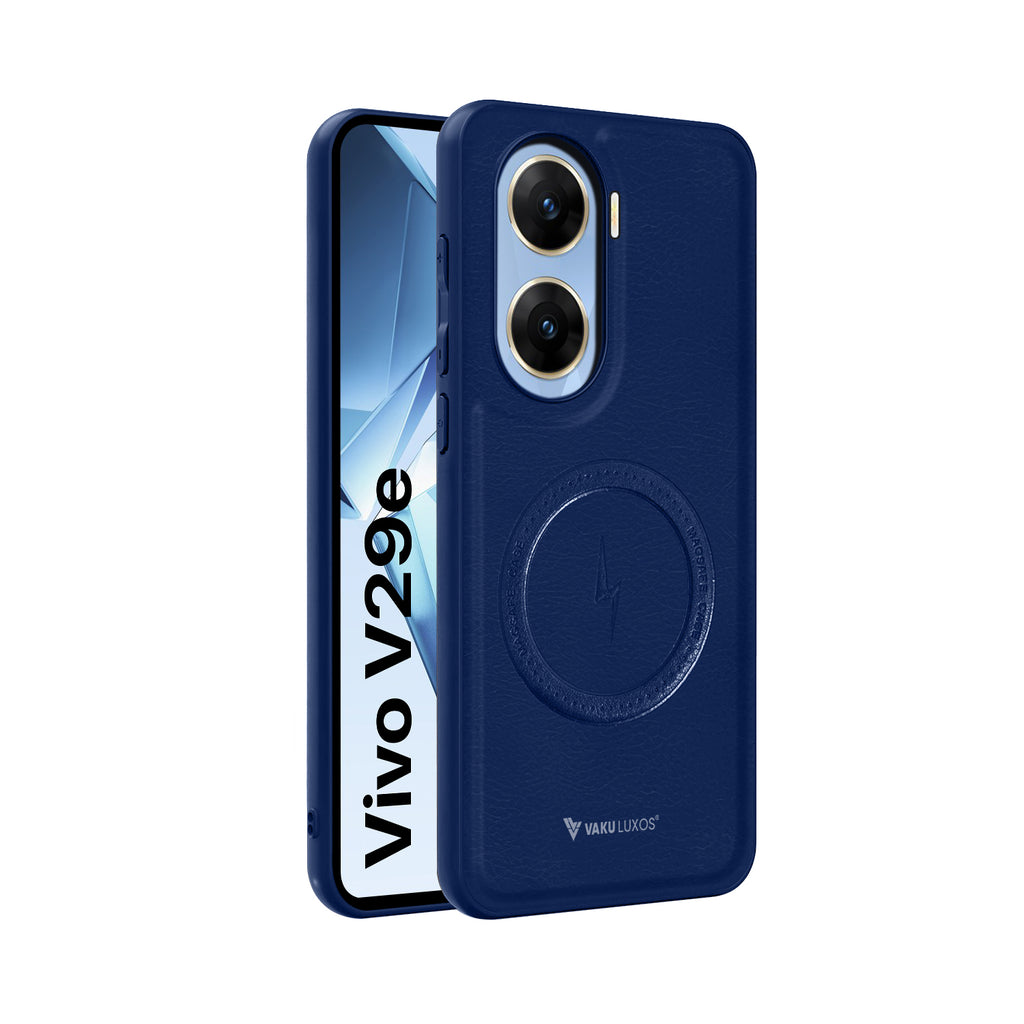 Vaku ® Vivo V29e 5G Maxtron Leather Stitched Magnetic Magsafe Back Cover